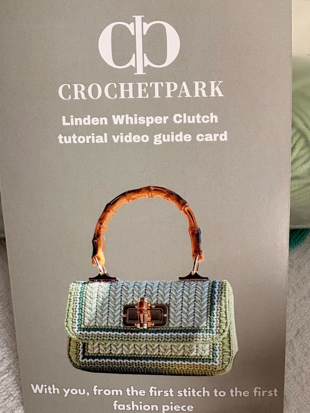 CrochetPark Linden Whisper Clutch - Green Knit Handbag kit